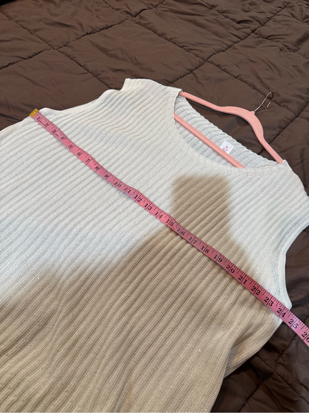 Sleeveless Ribbed Knit Tank - Cream - Picture 4 of 5